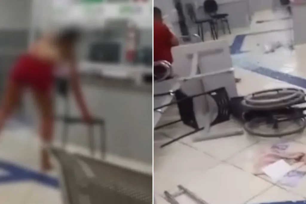 Em surto, mulher quebra porta de vidro e causa tumulto em UPA de MG