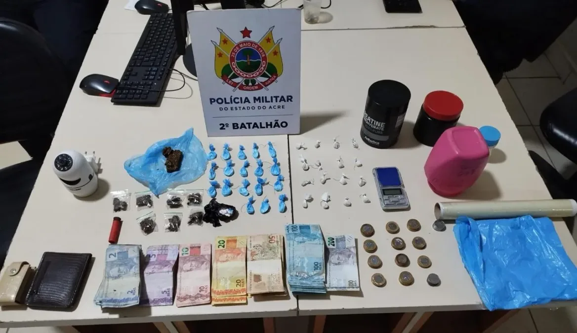 Homem é preso por tráfico de drogas em Rio Branco após polícia encontrar entorpecentes e dinheiro