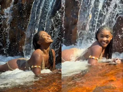 Após término com Arlindinho, Erika Januza curte dia em cachoeira em Goiás: “Eu precisava”