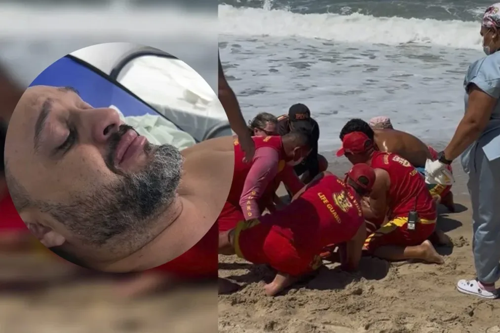 Homem atingido por onda: como a força do mar pode lesionar a coluna