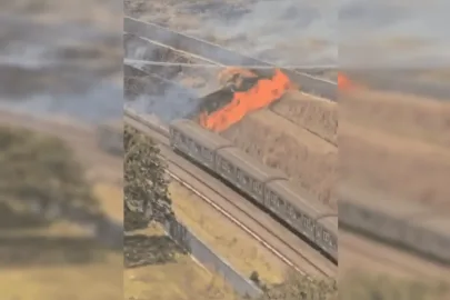 Incêndio atinge vegetação ao lado do trilho do metrô em Águas Claras