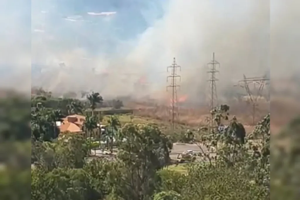 Incêndio de grandes proporções atinge vegetação em Águas Claras