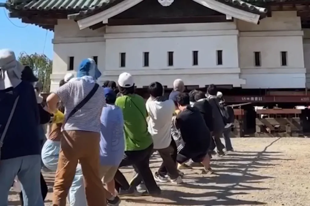 Japão recruta 1.800 pessoas para arrastar torre de castelo com cordas