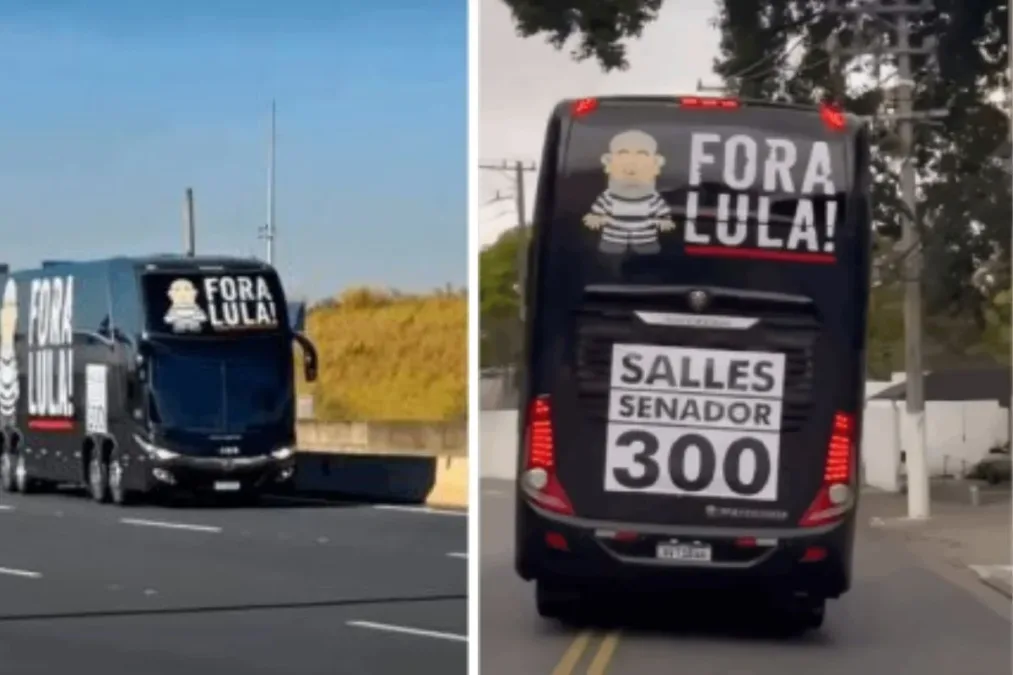 Justiça Eleitoral manda retirar “Fora Lula” de ônibus de Salles