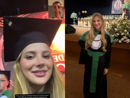 Esposa de Martinelli, da Seleção, celebra formatura em medicina e agradece apoio do jogador