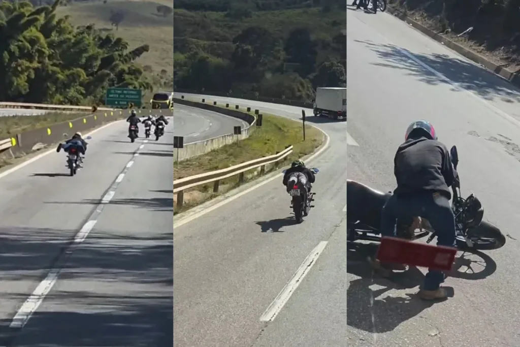 MG: manobras de moto na BR-381 quase terminam em tragédia