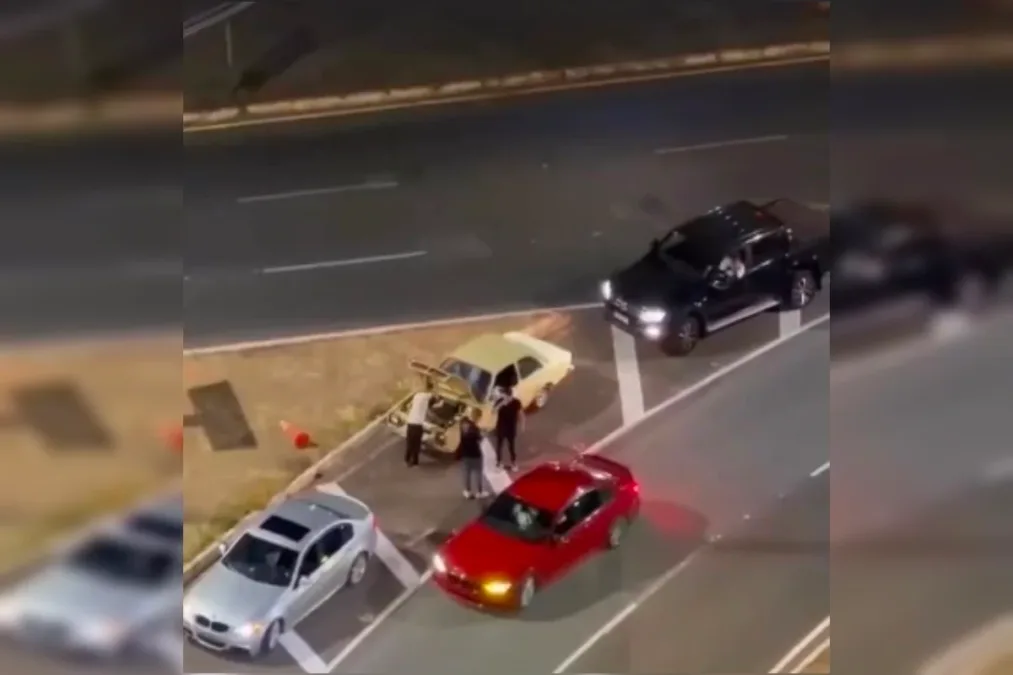 Motoristas fazem drift em balão de Águas Claras e incomodam moradores