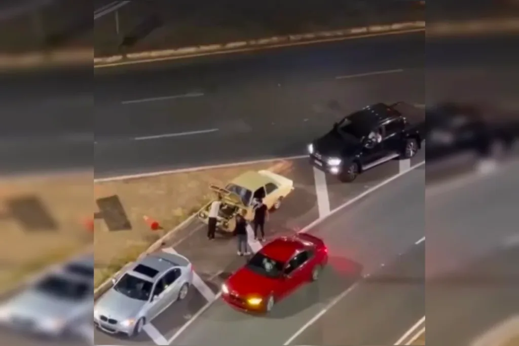 Motoristas fazem drift em balão de Águas Claras e incomodam moradores