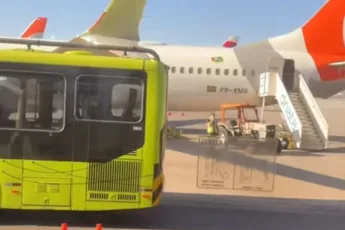 Ônibus atinge asa de avião durante embarque no Aeroporto de Guarulhos