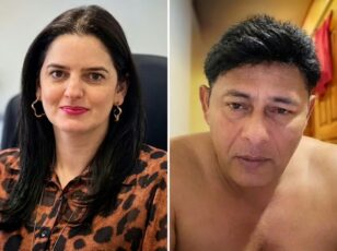 Delegada Carla Fabíola, titular da DECAV, e o condutor socorrista do Samu, Averaldo Azevedo.