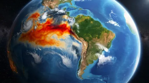 Mapa do Brasil emitido pelo Instituto Nacional de Meteorologia destacando em vermelho as áreas sob alerta máximo para onda de calor.