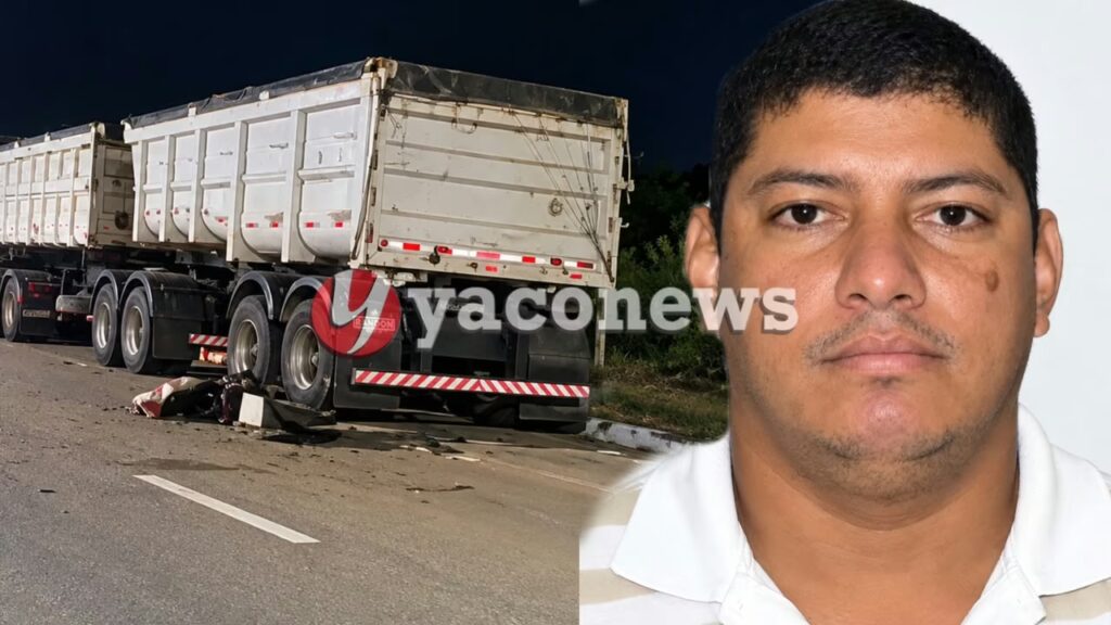 Isolamento de área de acidente de trânsito pela Polícia Militar durante a madrugada.