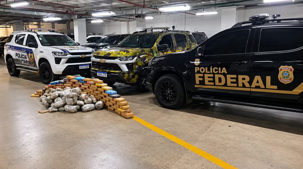 Forças de segurança durante operação que localizou imóvel usado como depósito de drogas em Rio Branco.
