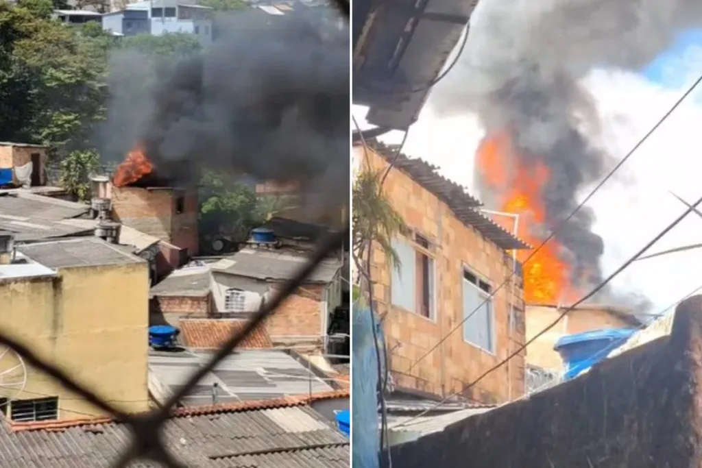 Incêndio destrói casa e ameaça outras moradias em beco de BH