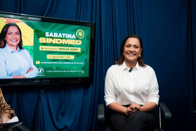 Mailza apresenta propostas para ampliar médicos e reduzir filas na saúde do Acre durante sabatina do Sindmed-AC.