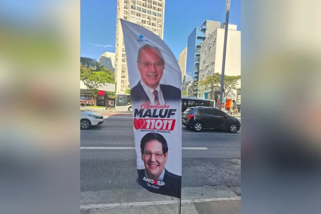 Maluf é resgatado em materiais de propaganda do PP na Avenida Paulista