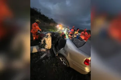 MG: motorista fica ferido após errar curva e bater carro em poste na BR-381