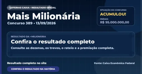 Saiu o resultado da Mais Milionária de hoje: prêmio estimado em R$ 95 milhões