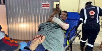 Atendimento do Samu ao trabalhador agredido na rodovia AC-40 no Pronto-Socorro de Rio Branco.